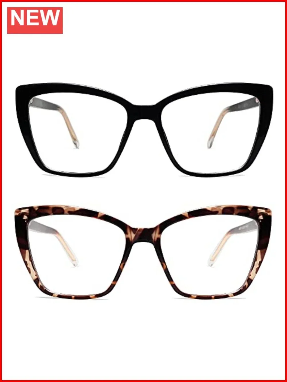 Trendy TR90 Oversized Blue Light Reading Glasses Square Cat Eye 2 Pack